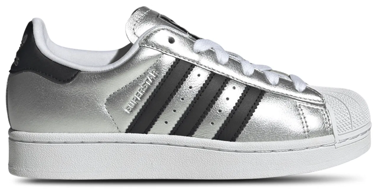 Детские кроссовки для мальчиков с кожаным верхом Superstar II adidas, Core Black Silver Metallic Silver Metallic