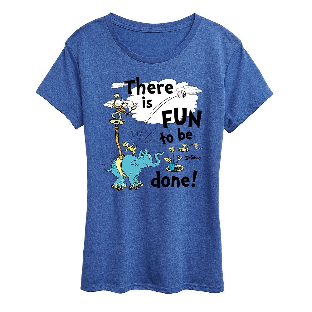 

Женская футболка с рисунком Dr. Seuss Fun To Be Done Licensed Character, цвет Heather Royal Blue