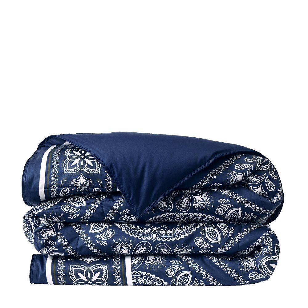 

Пододеяльник Lands' End Supima из хлопкового сатина с принтом, цвет Navy Square Paisley