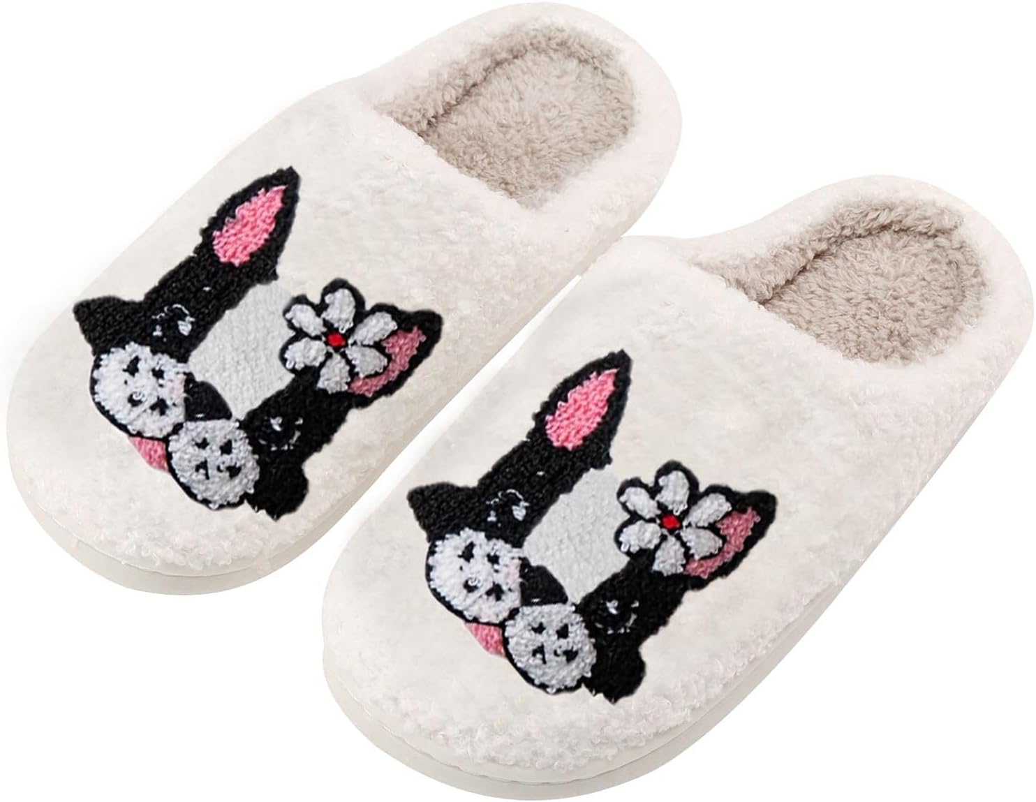 

Женские и мужские тапочки YJEUS с дизайном сердца, клубничной вишни, грибов, глаза-оберега и мультяшного кота - удобные домашние тапочки с эффектом памяти и плюшевой подкладкой для пары, Boston Terrier