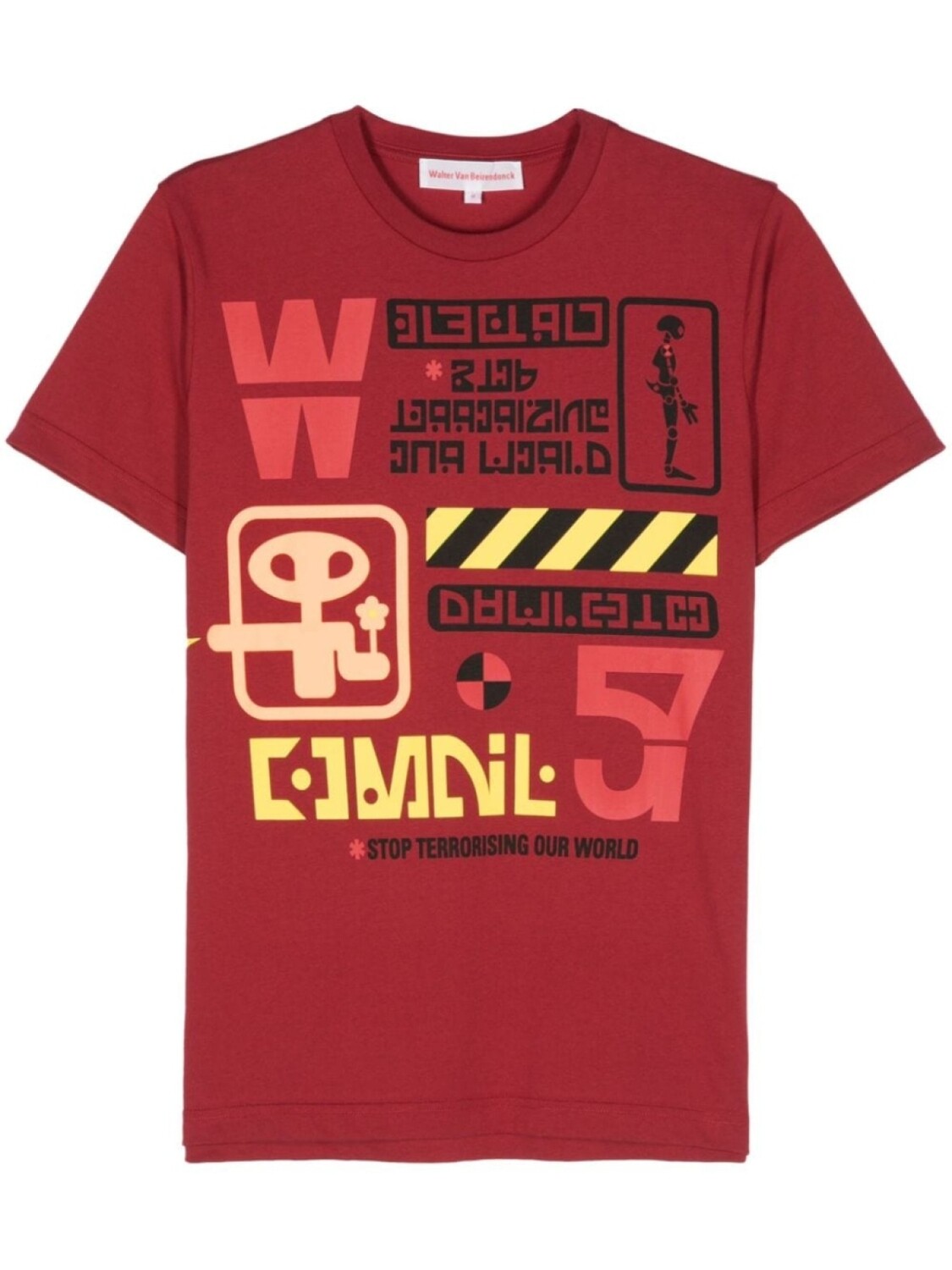 

Футболка из хлопка с надписью «Walter Van Beirendonck Electric-T», красный