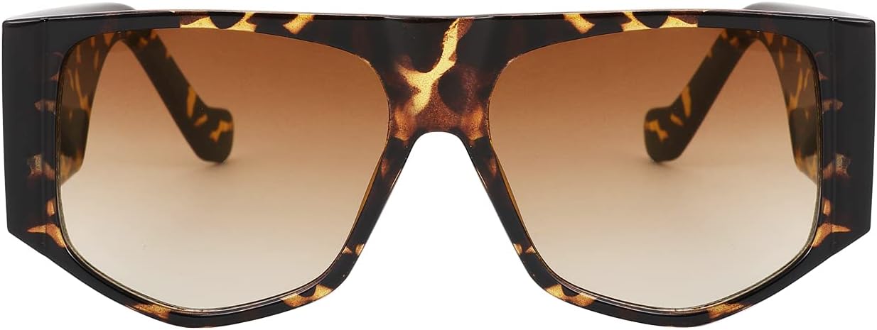 

Солнцезащитные очки FEISEDY Retro Square Flat Top Irregular Sunglasses с толстой оправой, для мужчин и женщин, с защитой от УФ-излучения UV400, артикул B4041, Leopard Frame & Gradient Tea Lens