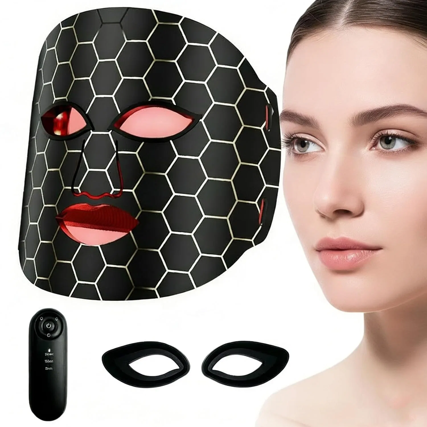 Светодиодная маска для лица с 7 режимами светотерапии Yoicee, Black