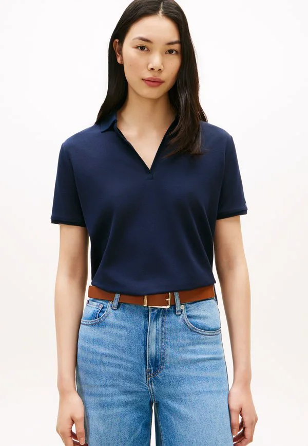 Поло-Рубашка свободного кроя с открытой планкой из пике Tommy Hilfiger, Dark Night Navy