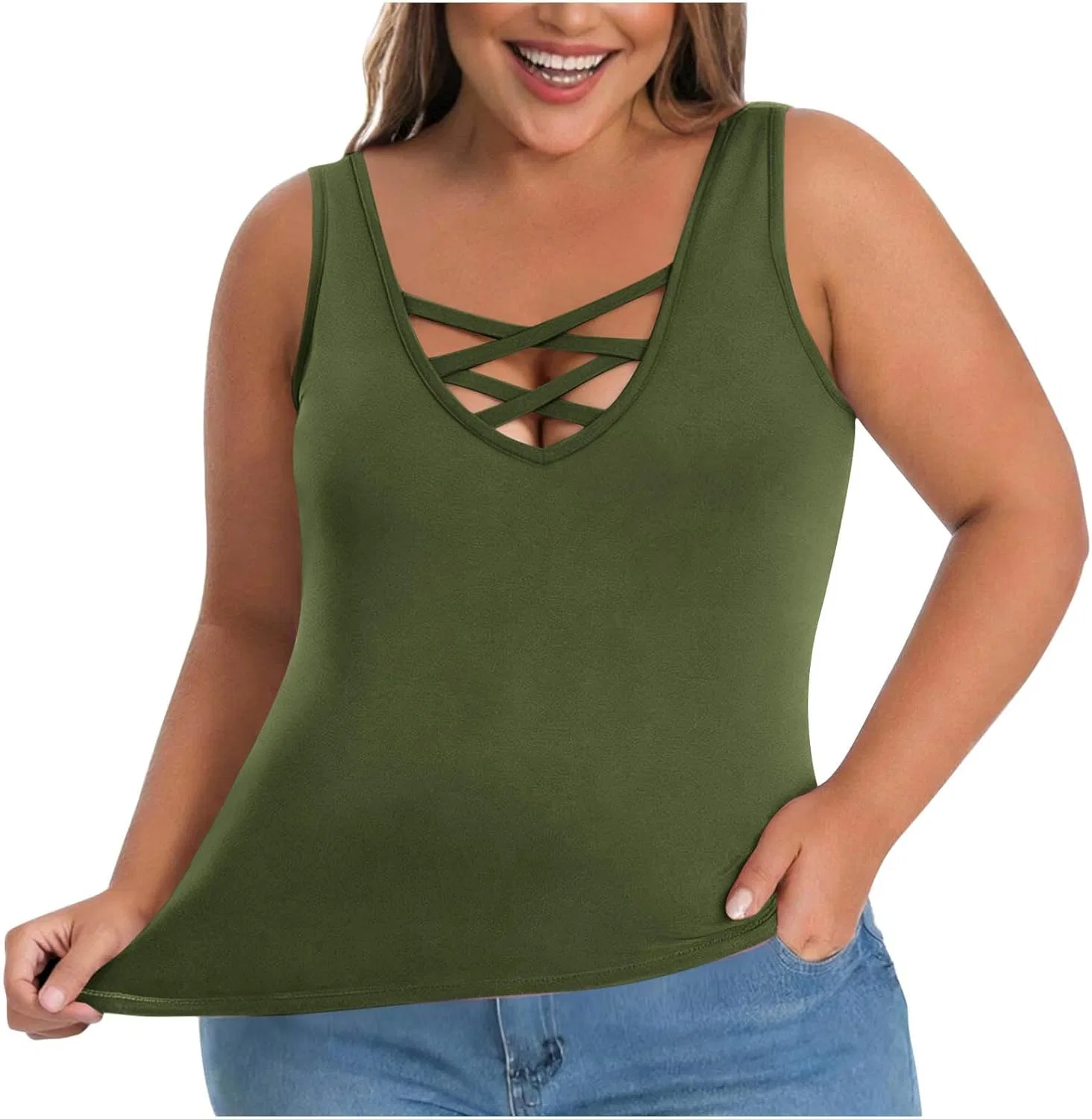 Топ с встроенным бюстгальтером, Double Lined, Army Green — фото 4