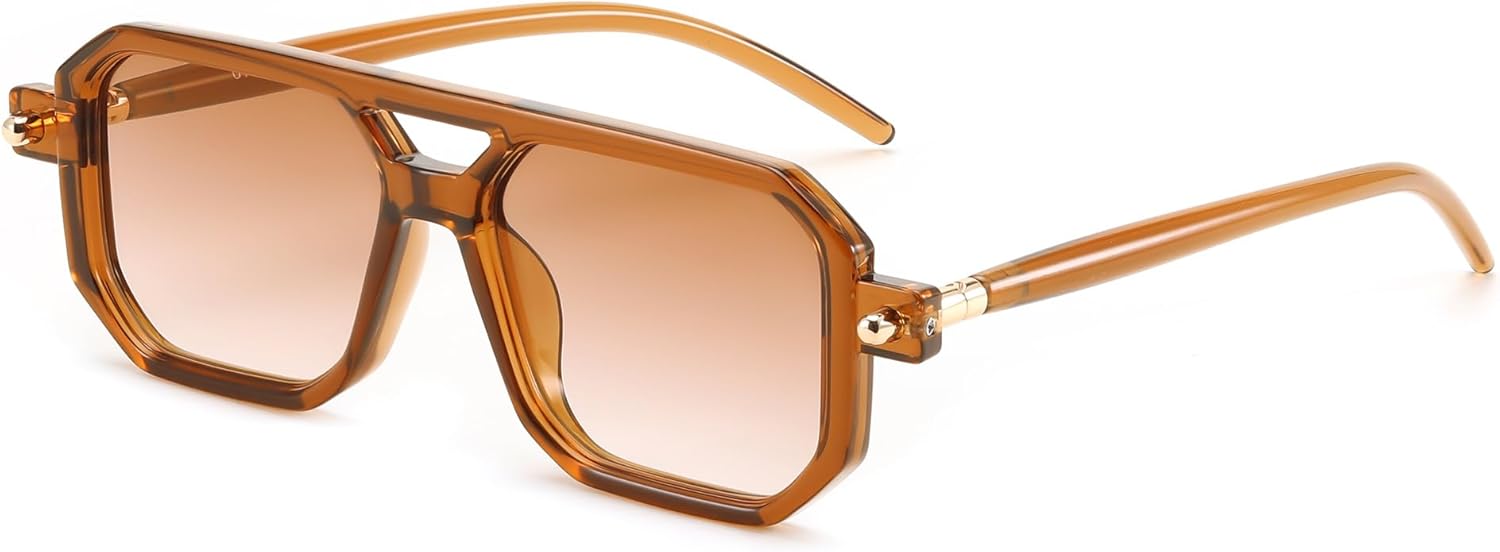 

Винтажные квадратные солнцезащитные очки-авиаторы FEISEDY 70-х годов, классическая ретро-стильная оправа, защита от ультрафиолета UV400, артикул B2622, 015 Brown Frame & Gradient Tea Lens