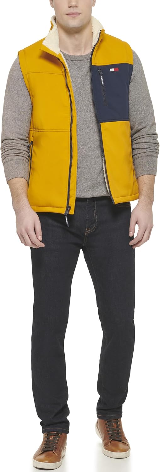 Мужской жилет Tommy Hilfiger с подкладкой из шерпы, Yellow Navy Multi — фото 2
