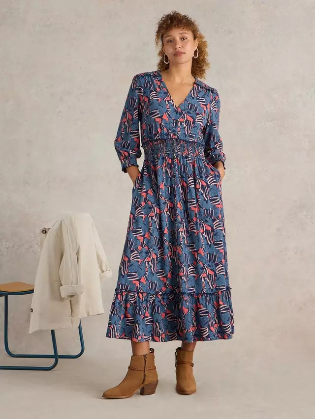

Платье White Stuff Jonie Shirred, цвет blue/multi