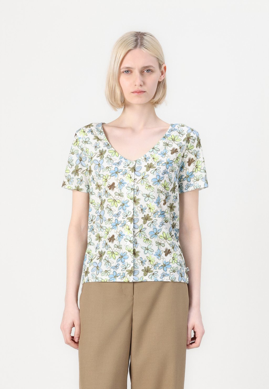 

Блуза PRINTED BUTTON TOM TAILOR DENIM, мультиколор