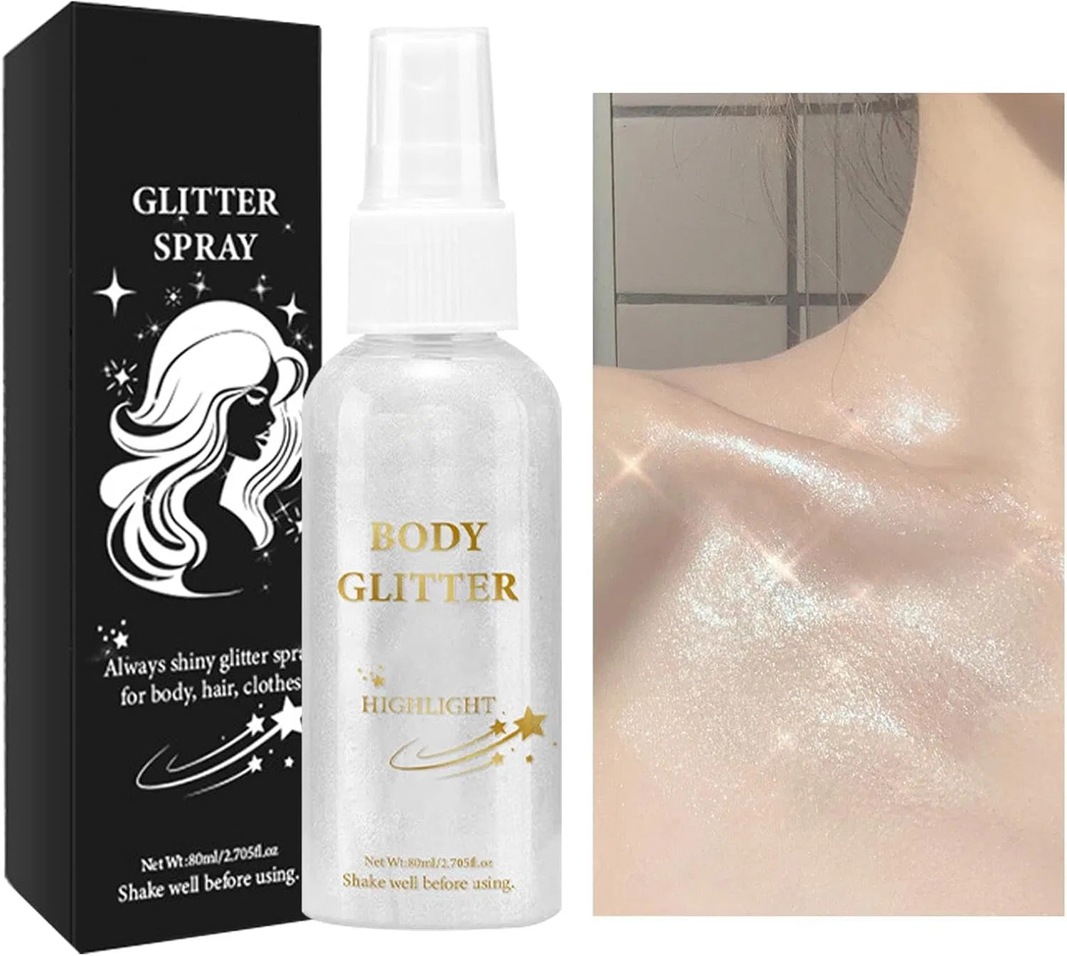 Спрей-блеск для лица и тела Glitter Spray, 80 мл, как на картинке