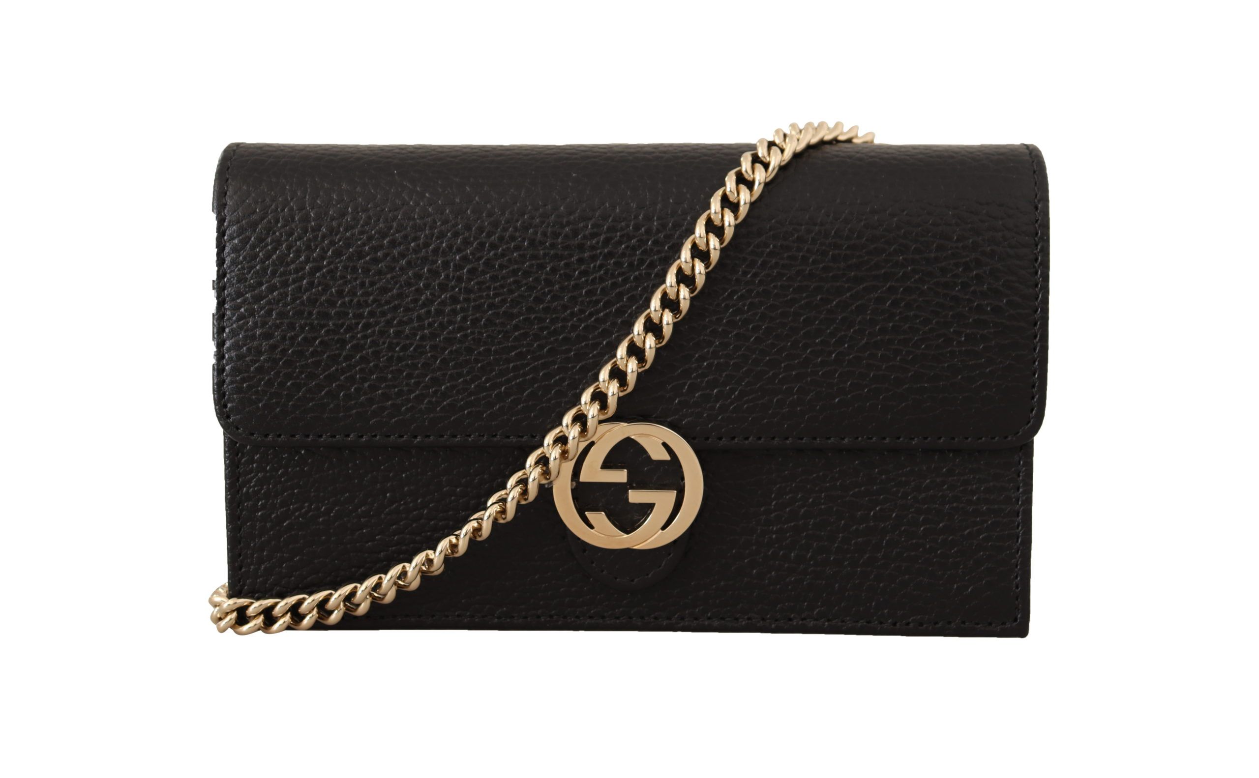 

Элегантная черная кожаная сумка через плечо с застежкой GG Gucci