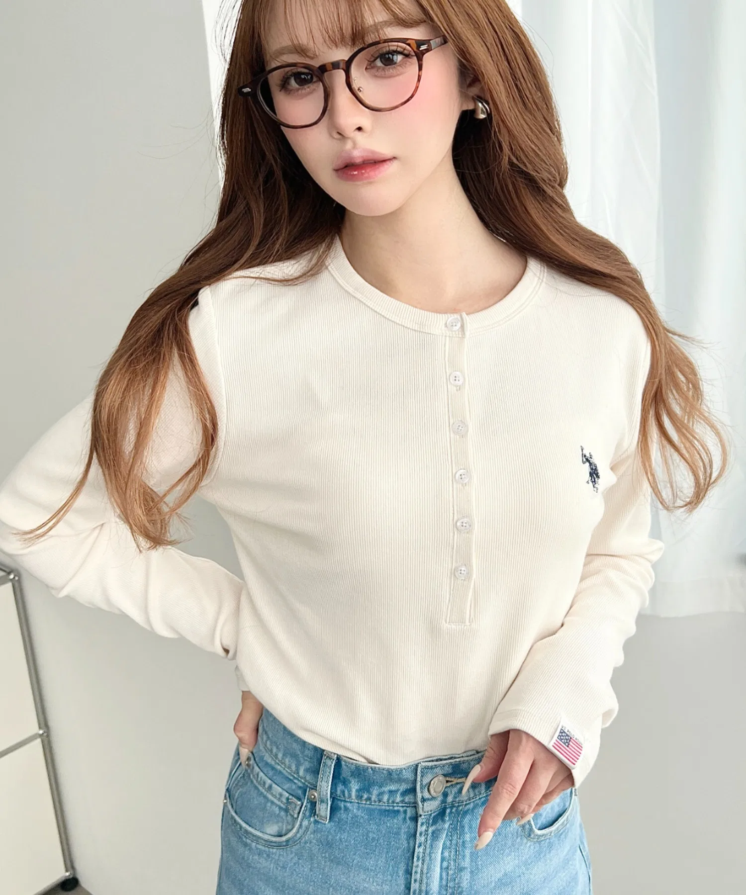 Женская футболка U.S. POLO ASSN. с длинным рукавом и принтом — фото 2