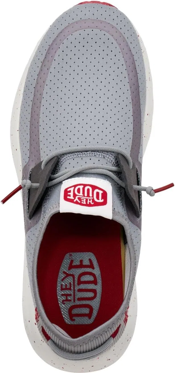 Мужские кроссовки-слипоны Hey Dude Sirocco Perf Mesh, удобные и легкие, Light Grey Red — фото 2