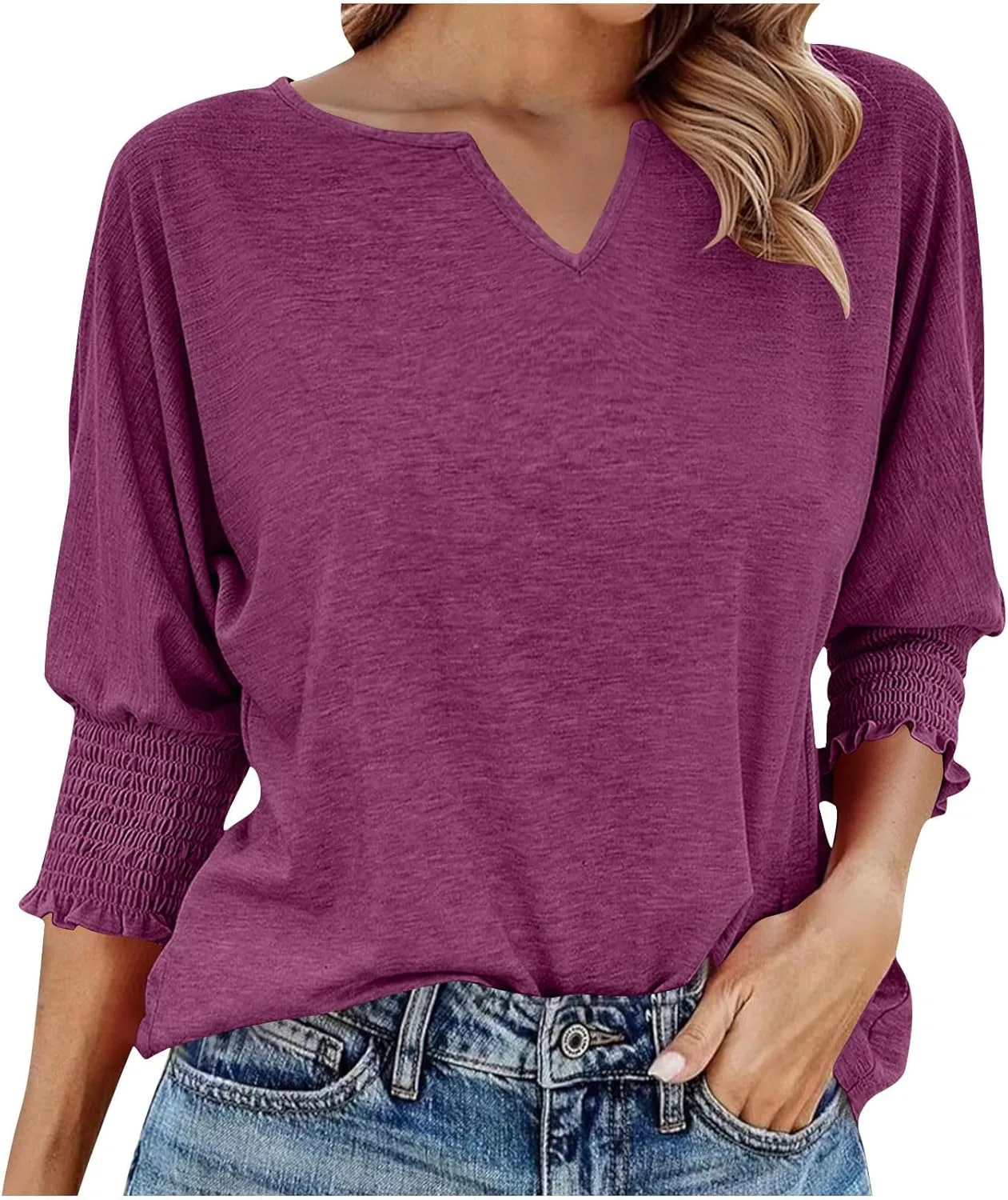 

Женская футболка с V-образным вырезом и рукавом 3/4 bawilom