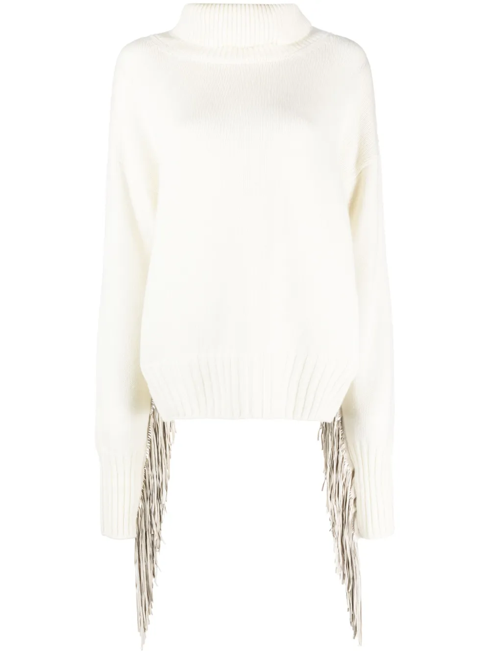 

Джемпер с высоким воротником и бахромой WILD CASHMERE, белый