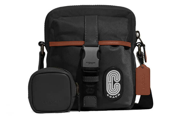 

COACH Кожаный кошелек для монет Мужская черная сумка через плечо Маленькая кросс-боди сумка