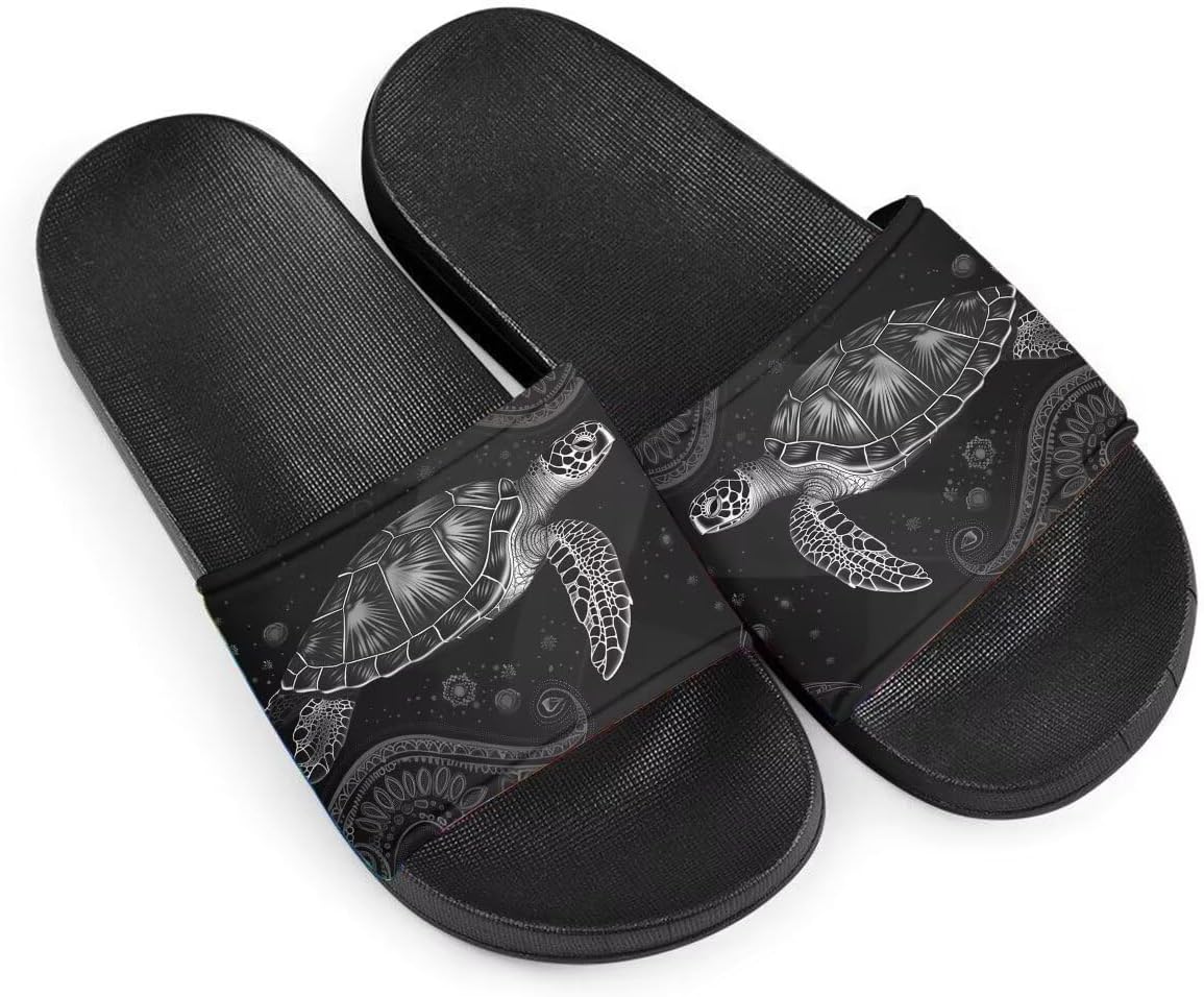 

Женские модные сандалии с уникальным дизайном, с узором черепахи, на плоской подошве, с противоскользящей подошвой из ЭВА, легкие повседневные домашние и тапочки Getelinseng, черный