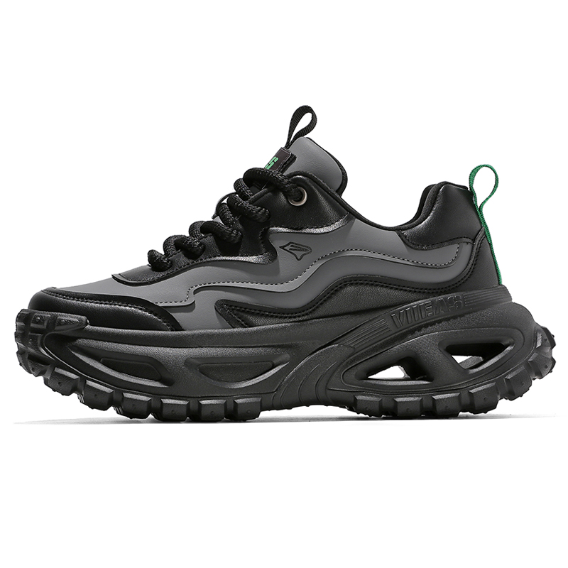 

VIIEAS Скользоустойчивые и дышащие массивные кроссовки унисекс низкие - черный серый, цвет Black Gray