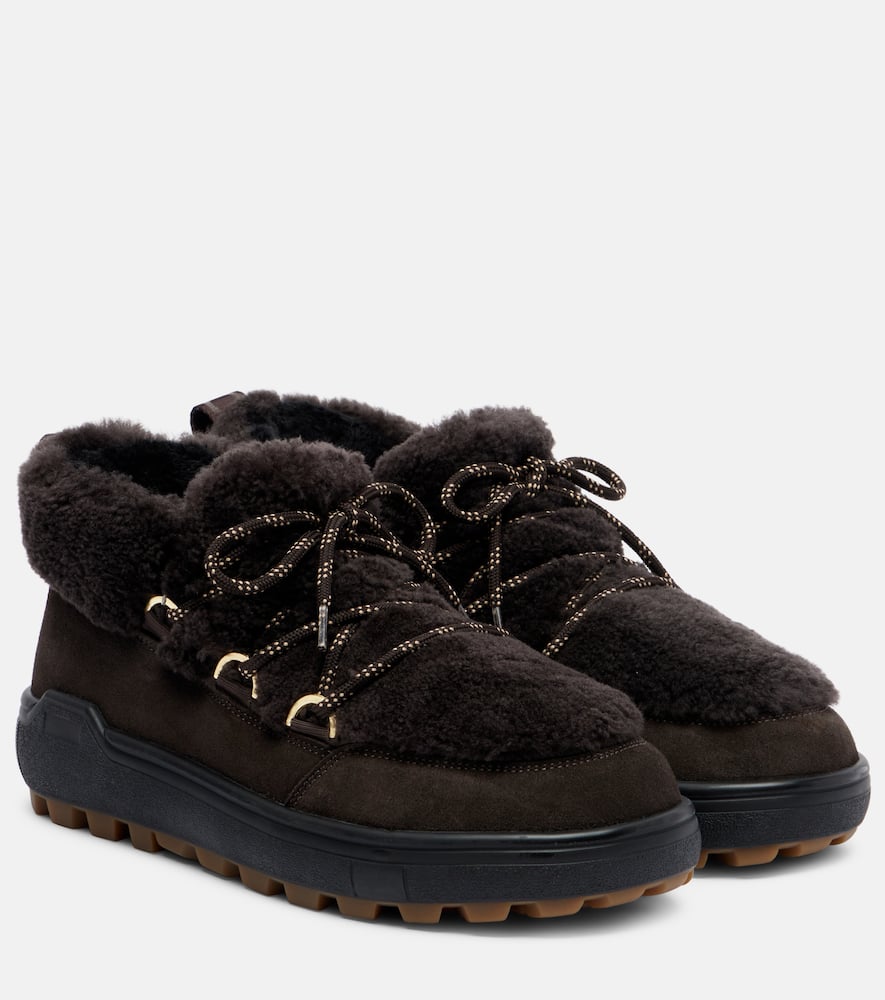 Шамони замшевые ботинки до щиколотки с отделкой из овчины Bogner, Dark Brown