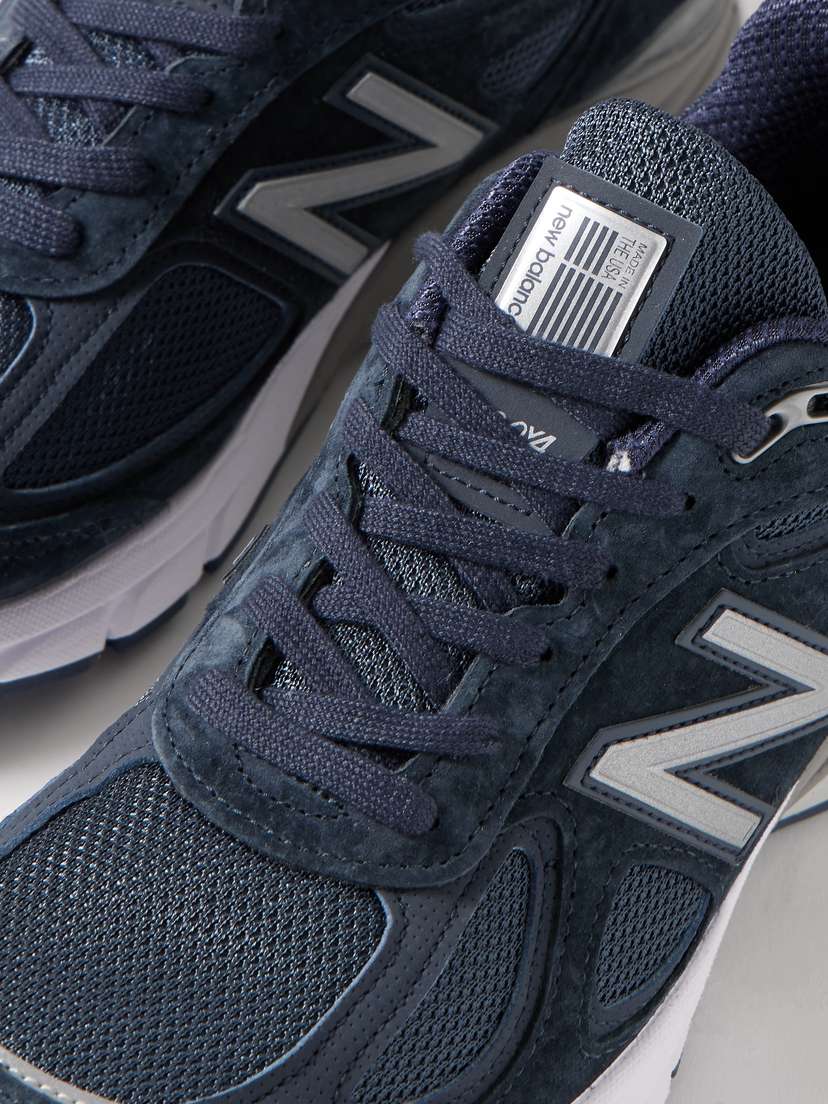 Кроссовки 990V4 из замши и сетки с кожаной отделкой New Balance, синий — фото 4