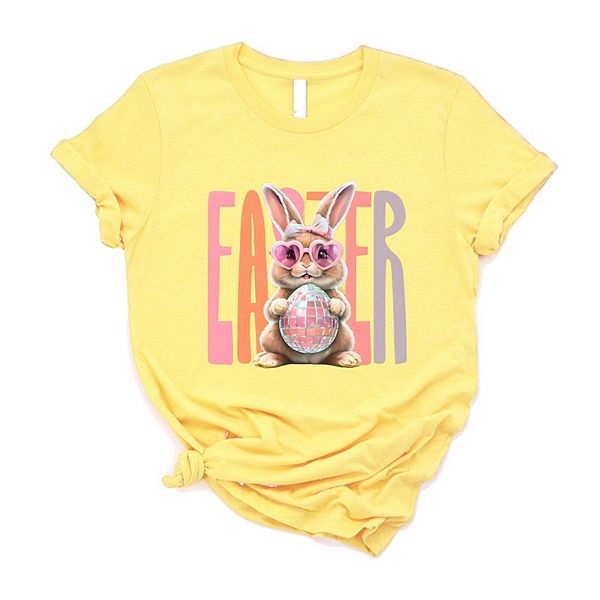 

Футболка с принтом Easter bunny disco ball Simply Sage Market, Yellow