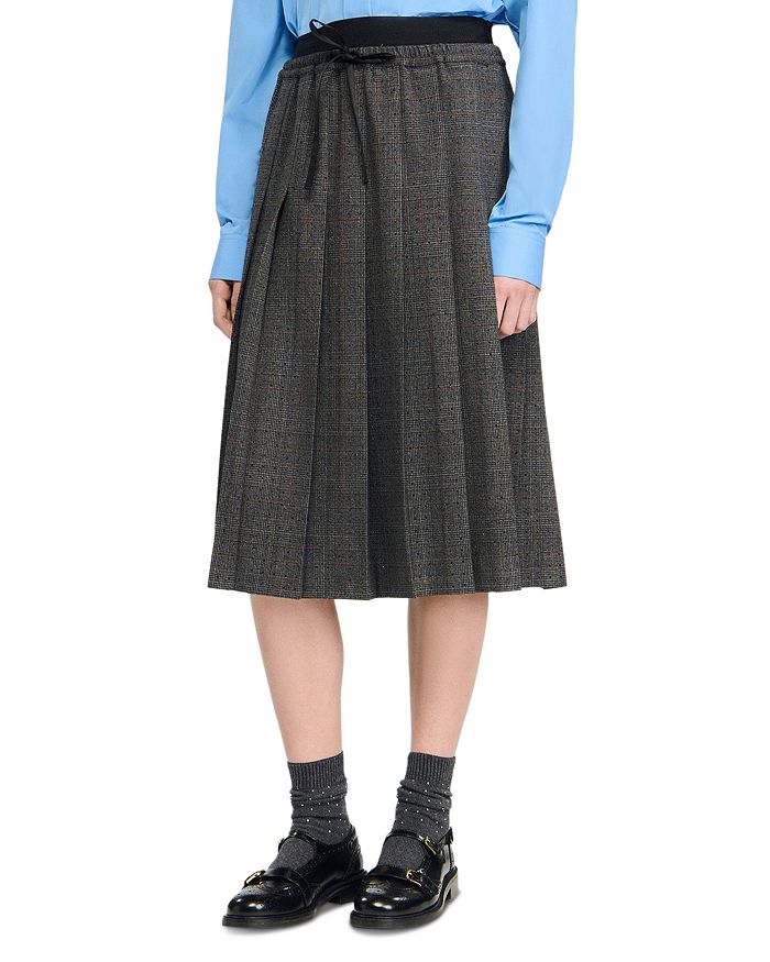 

Юбка плиссе с пайетками Sandro, серый