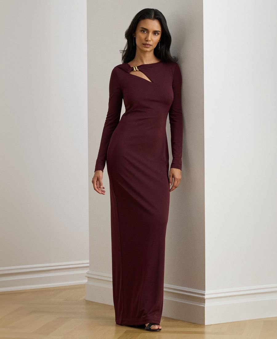 

Женское трикотажное платье с круглым вырезом и вырезом Lauren Ralph Lauren, Dark Garnet
