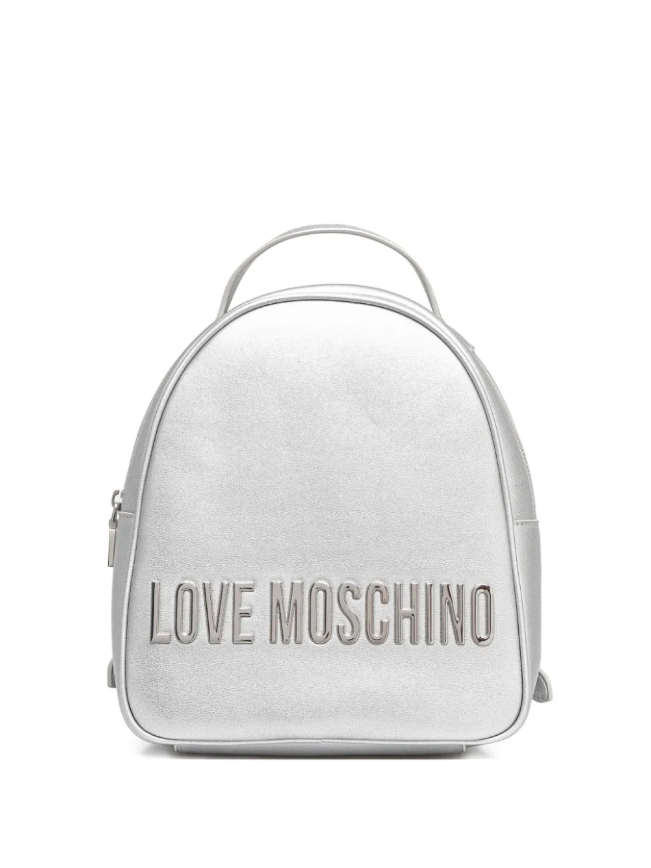 

Металлический рюкзак с логотипом Love Moschino, серебряный