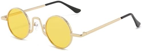 

Винтажные маленькие круглые солнцезащитные очки 2026 года для женщин и мужчин, ретро-очки в металлическом корпусе, защита от УФ-излучения UV400, панк-очки MTZJH, B-gold-yellow