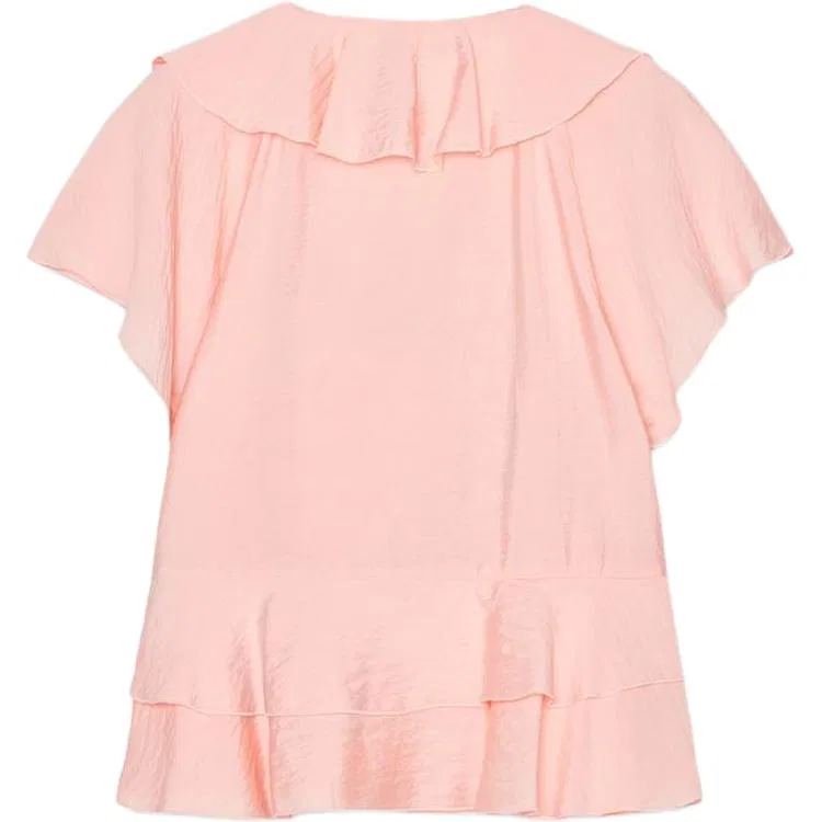 Женская рубашка с V-образным вырезом Light Pink ZARA — фото 3