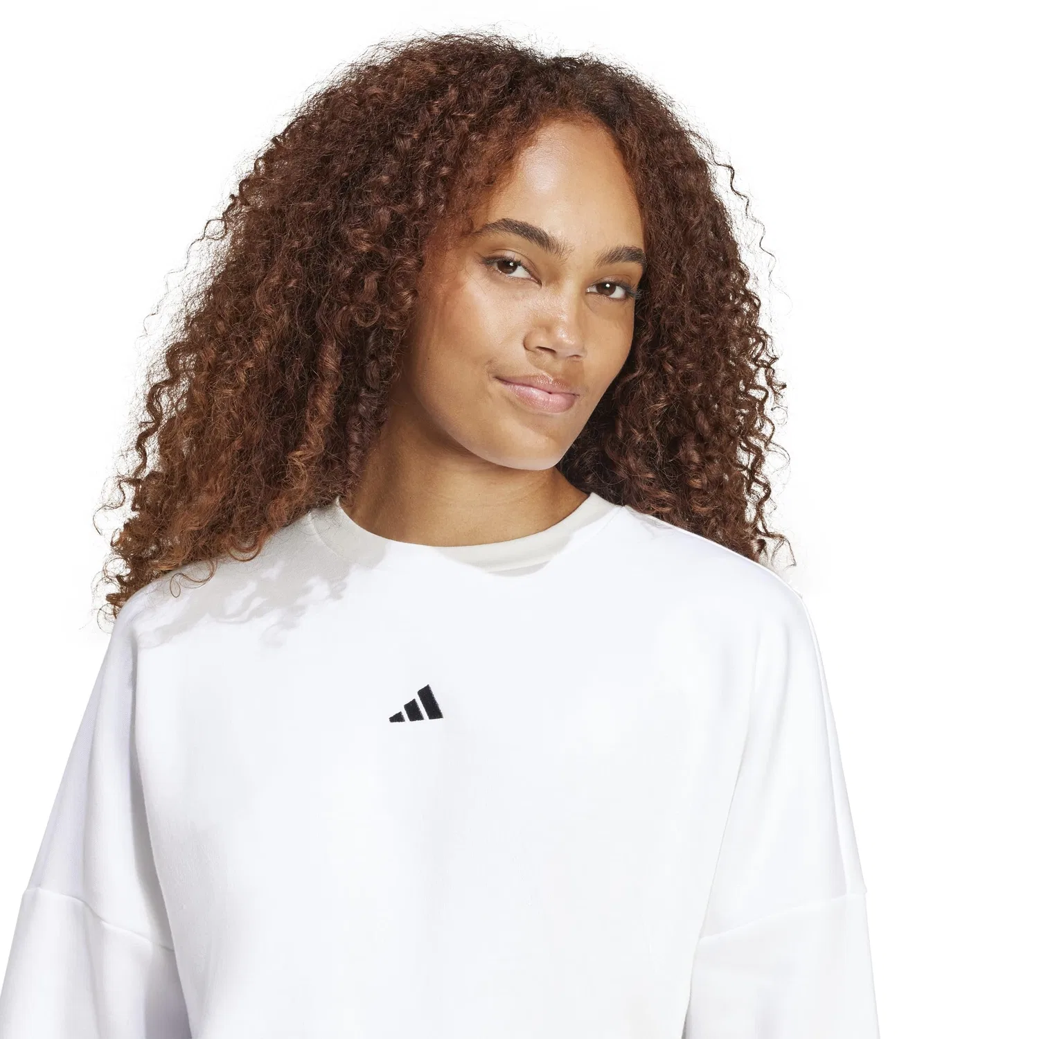 Женский свитшот из флиса с логотипом adidas, White / Black — фото 3