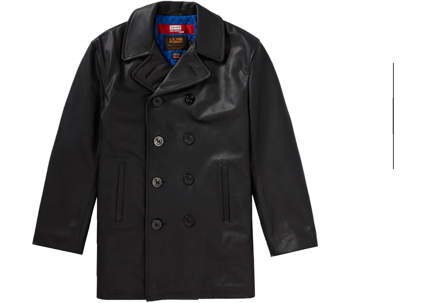 Мужское пальто-бушлат Supreme JUNYA WATANABE CDG MAN Schott Leather Peacoat, Black — фото 3