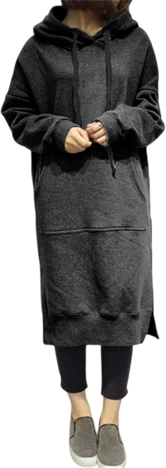 Женское худи-платье макси с капюшоном Oversized, Dark Gray