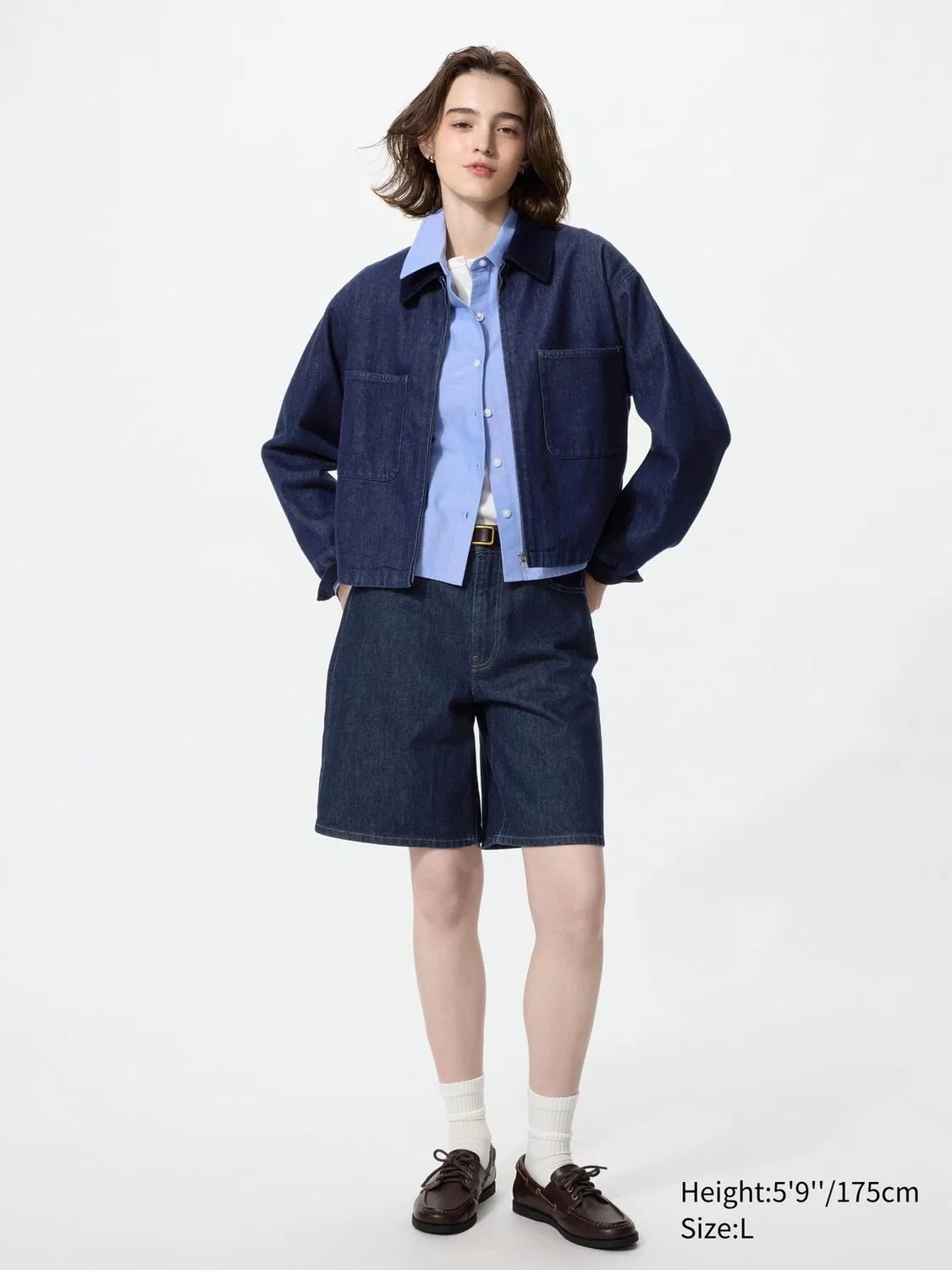 Куртка Uniqlo, короткая, джинсовая, темно-синяя — фото 2