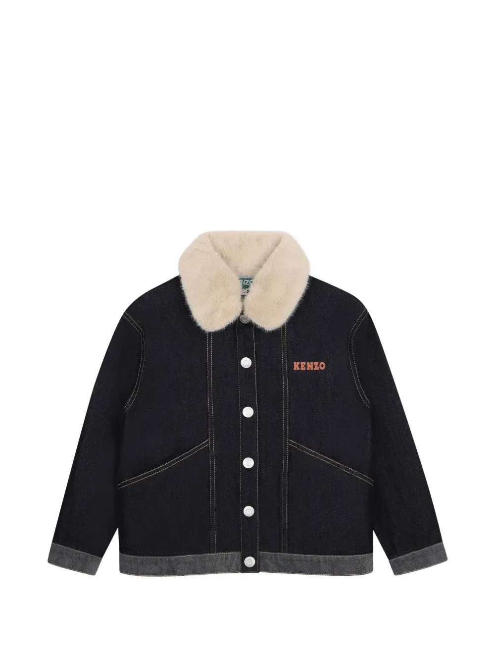 Джинсовая куртка с ворником из искусственного меха Kenzo Kids, синий