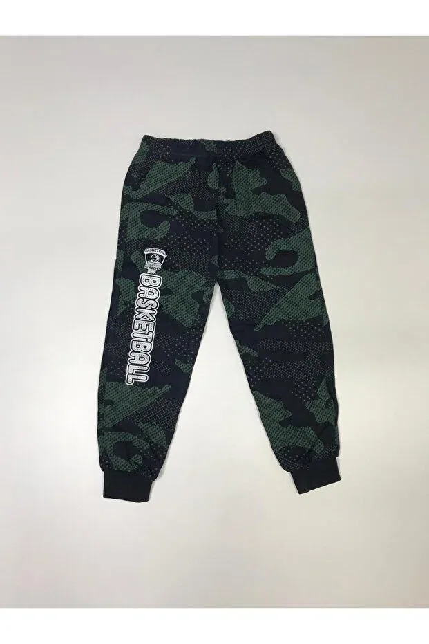 Детские спортивные штаны для мальчиков с принтом Seasonal 2-thread Baby Slon Kids Clup, Dark Green-Camouflage
