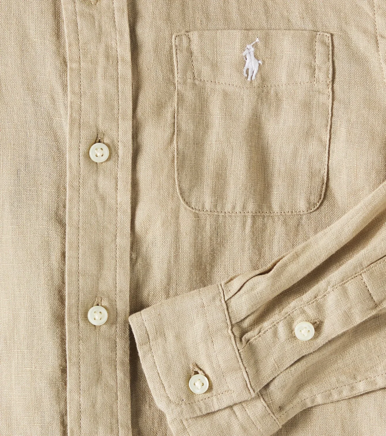 Льняная рубашка с длинным рукавом Postboy Polo Ralph Lauren Kids, бежевый — фото 3