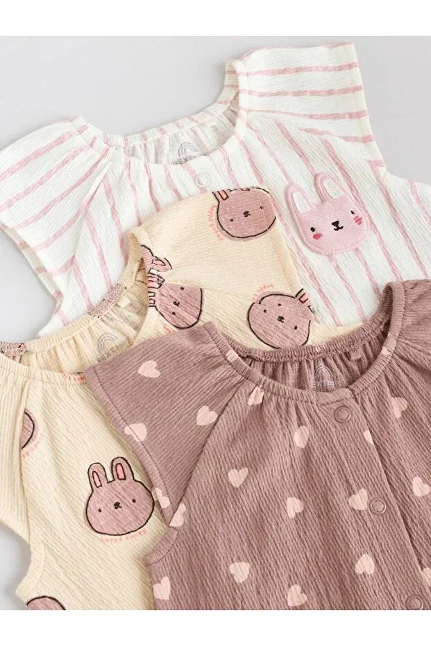 Детский комплект боди-комбинезонов с принтом 3-piece romper set Next Baby, Multicolor — фото 4