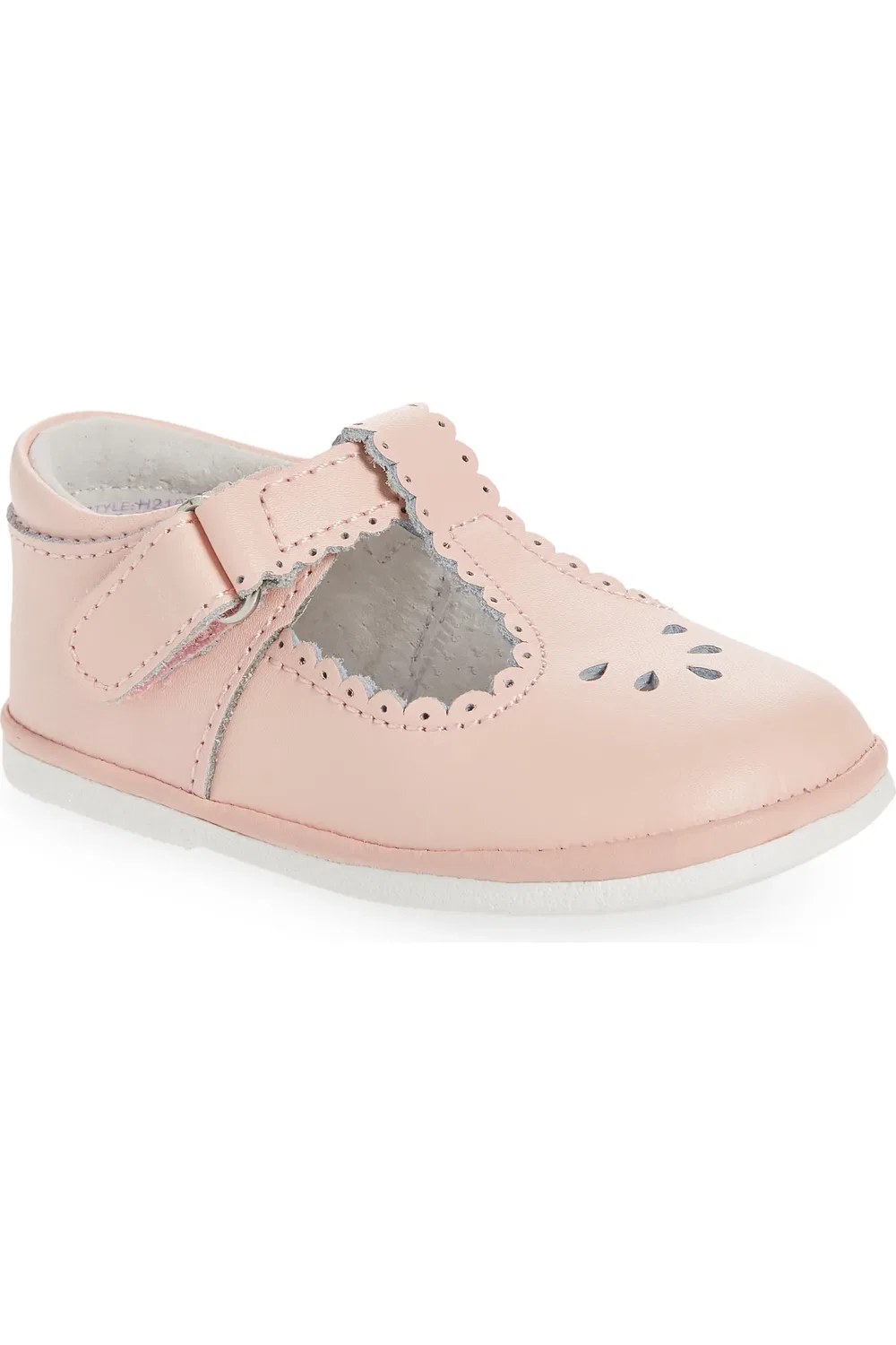 Детские сандалии T-strap кожаные Dottie Scalloped L'AMOUR, розовый