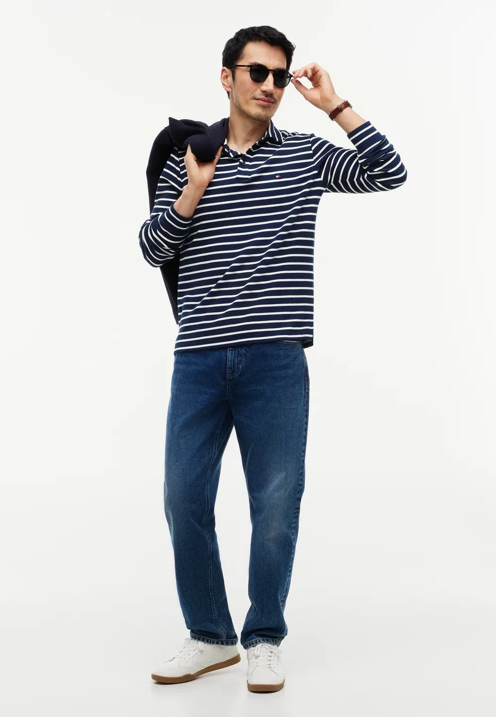 Вафельная футболка с длинными рукавами Tommy Hilfiger, Carbon Navy/Ivory Petal — фото 2