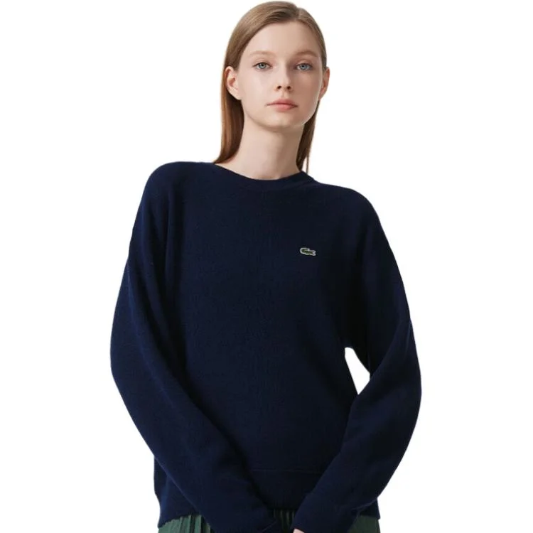 Свитер LACOSTE женский, классический, темно-синий