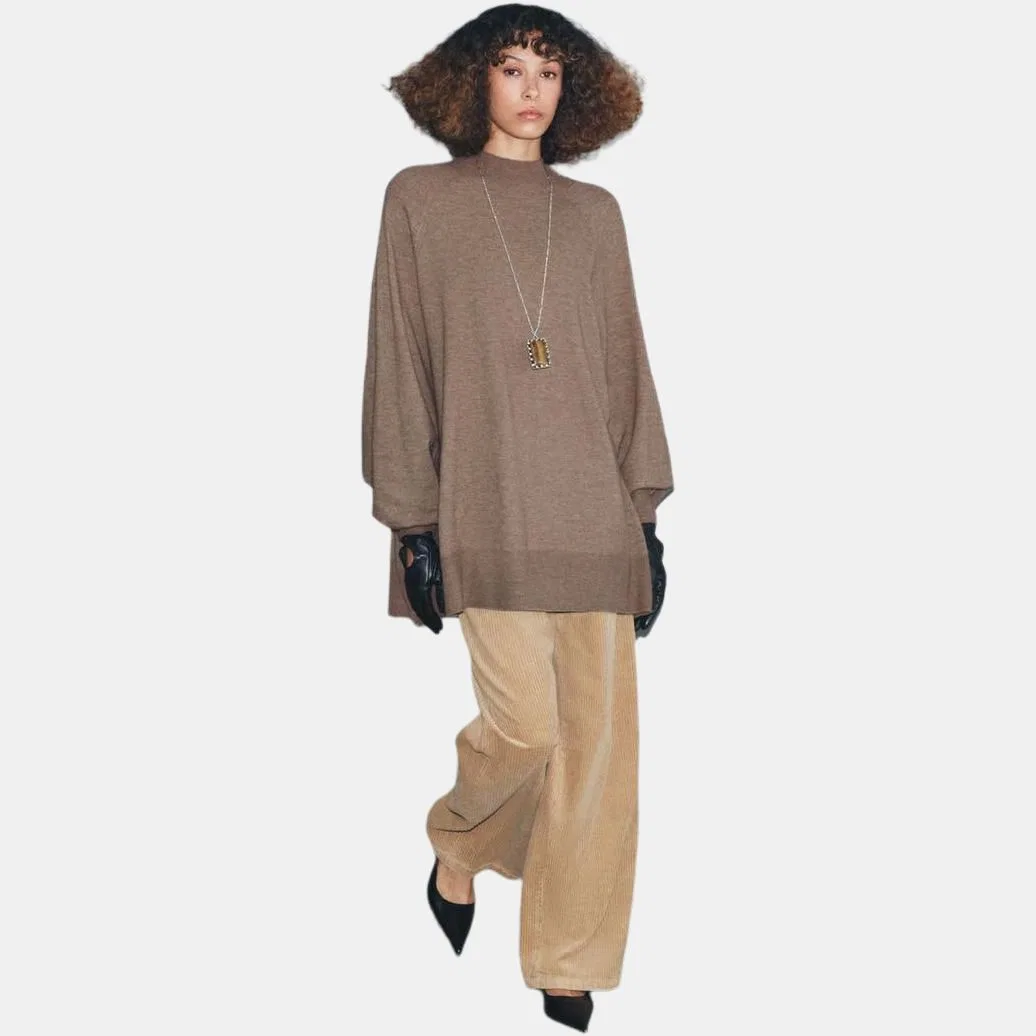 Женский свитер с полу-водолазкой, средней плотности, Brown/Dark Taupe, ZARA — фото 4
