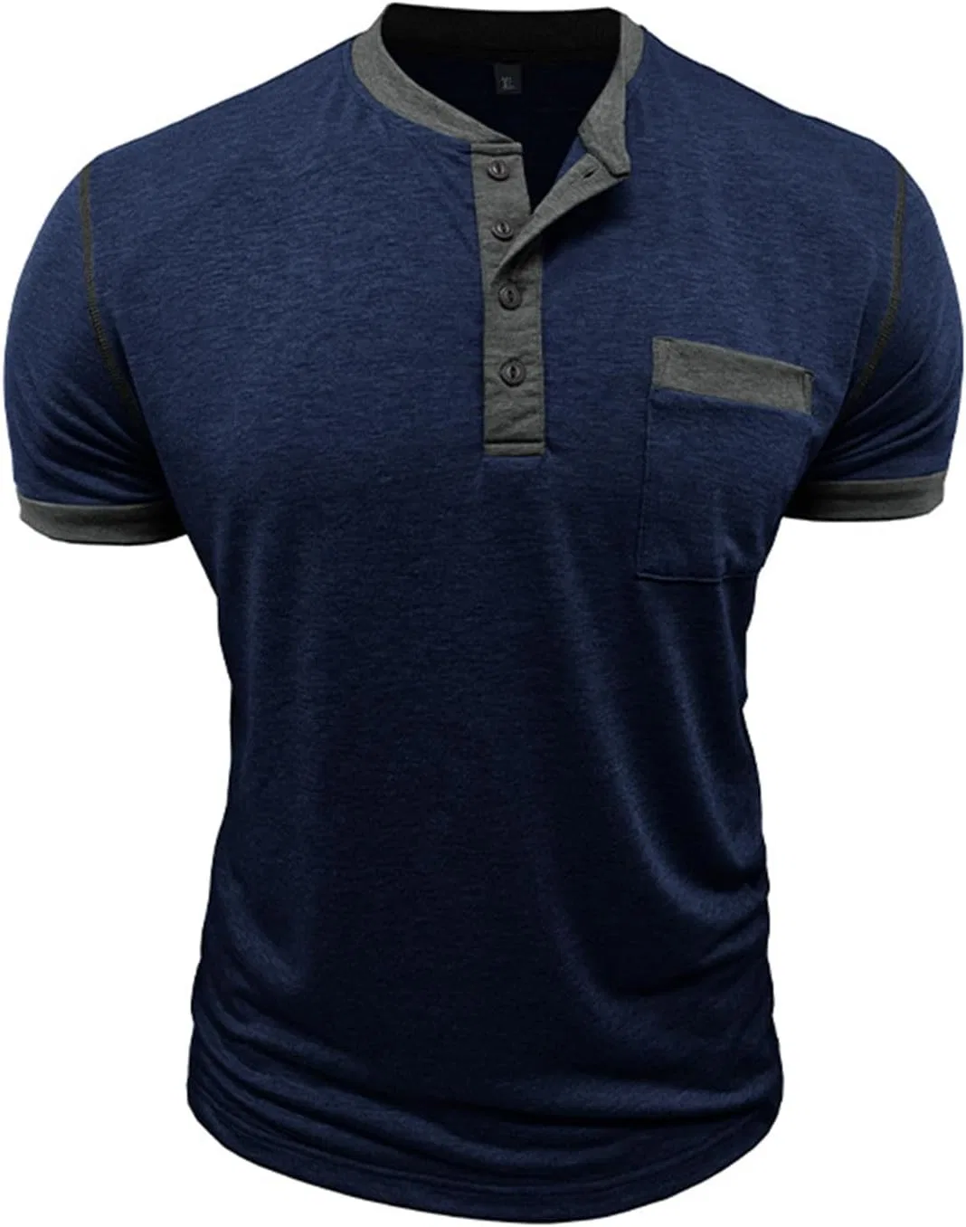 Мужская футболка с коротким рукавом и карманом, Long Sleeve Shirts for Men, Dark Blue — фото 3