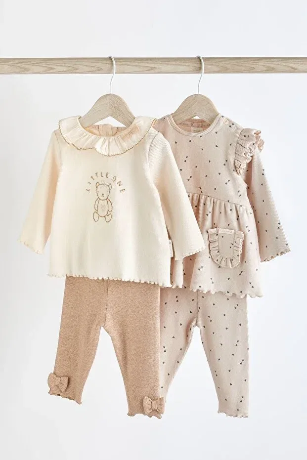 Детский комплект для новорожденных с принтом Teddy Bear Next Baby, Nude Color