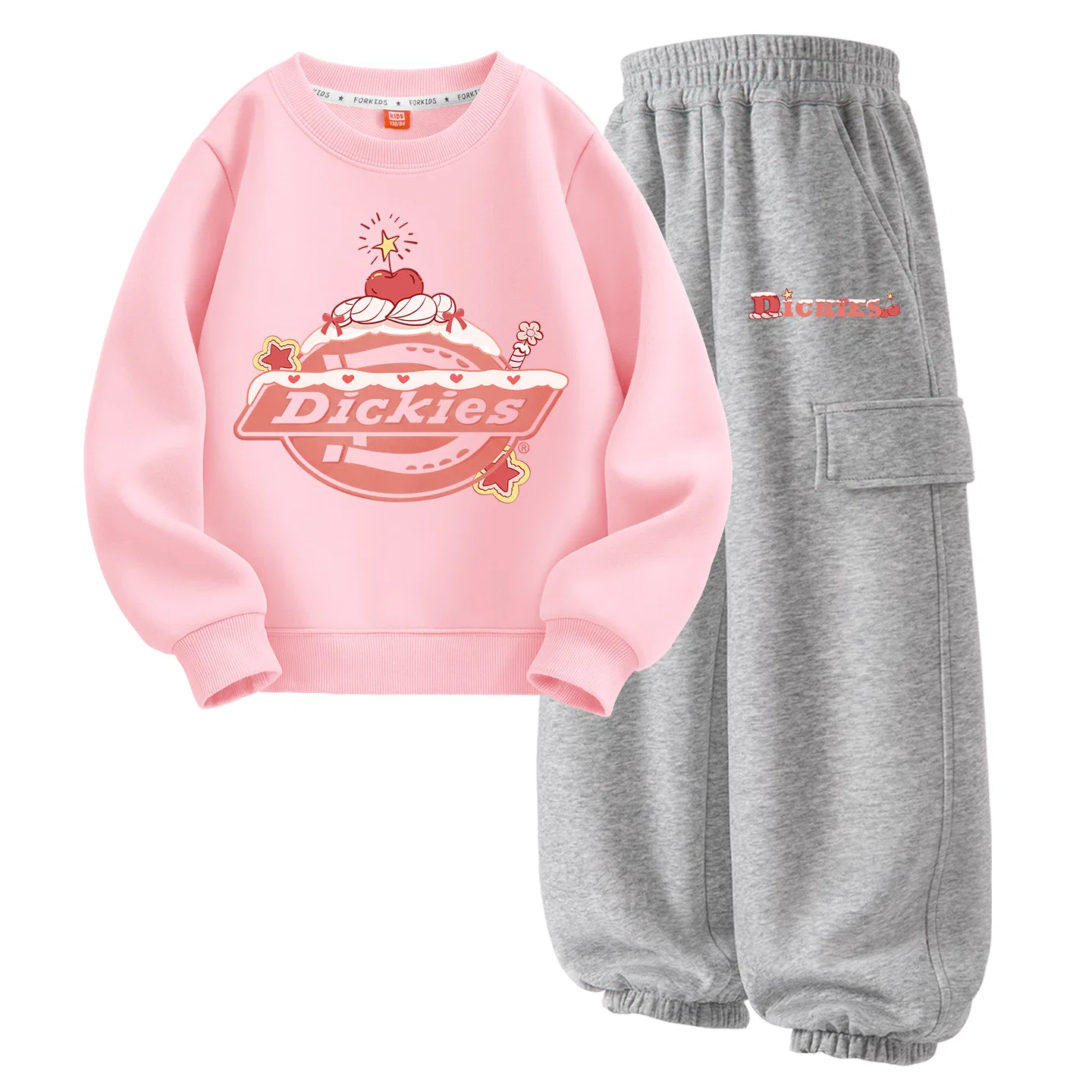 Детский комплект из футера с принтом Sakura Cake Star Dickies, Sakura Cake Star Pink/Light Gray