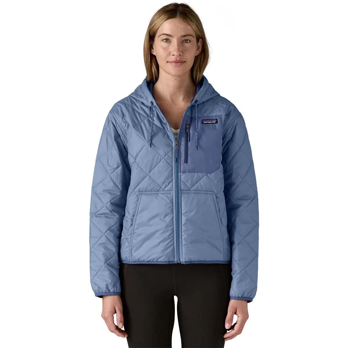 Женский стеганый бомбер с капюшоном Diamond Quilted Patagonia, Barnacle Blue