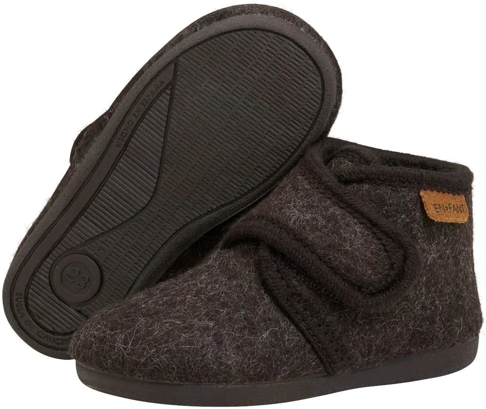 Домашние тапочки детские с застежкой Slippers Wool Hook and Loop En Fant, коричневый — фото 3