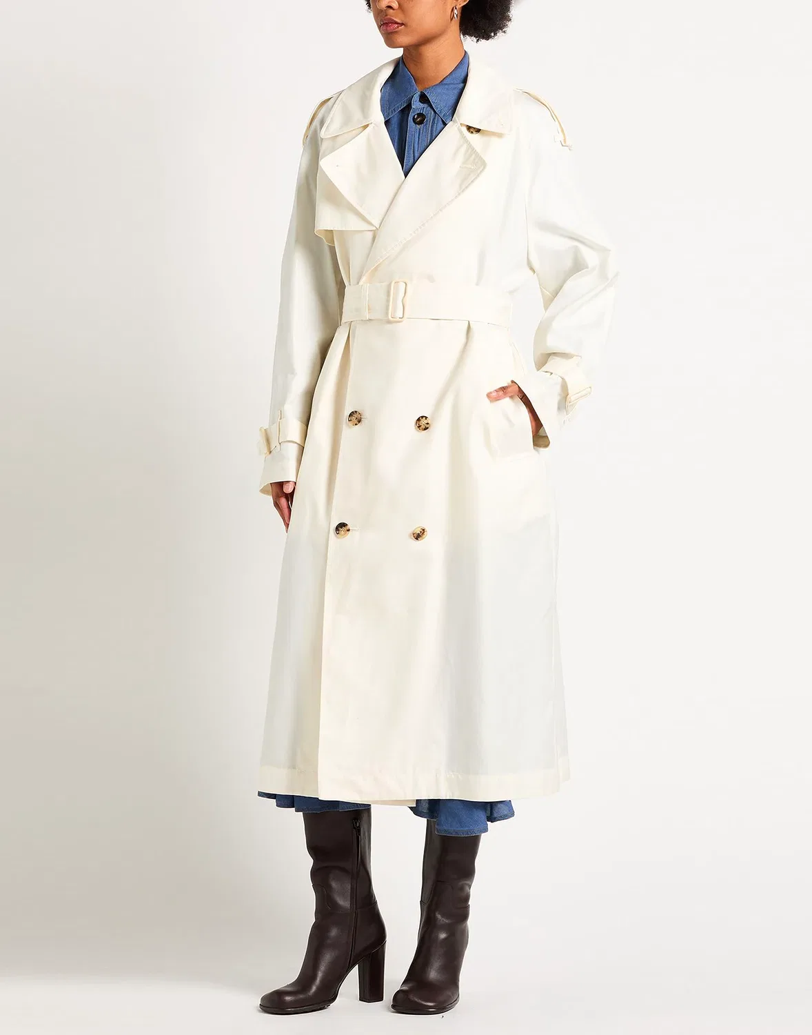 Женское тренчкот из твила Ivory, Burberry, Цвет Ivory — фото 2