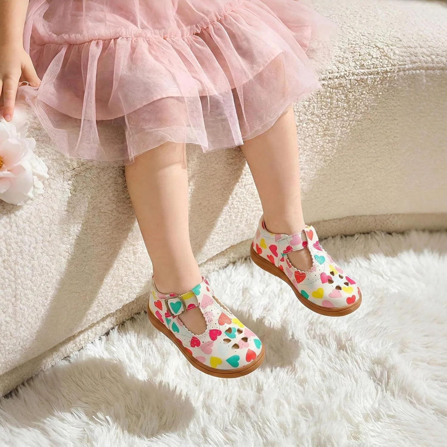 Детские туфли для девочек с широким носком Mary Jane Flats LeIsfIt, Love — фото 2