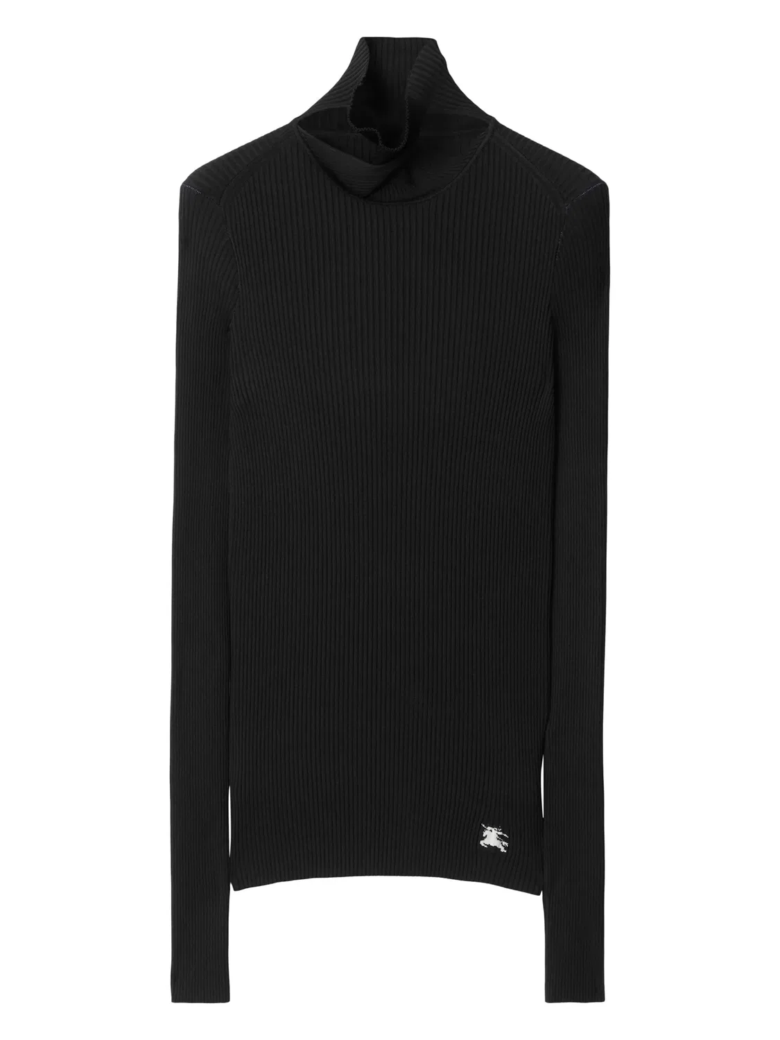 Джемпер с шарфовой деталью и логотипом Burberry, черный — фото 4